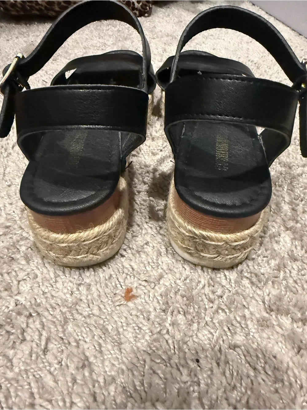 Black Women's Ankle-Strap Espadrille Open Toe Wedge Platform Sandals